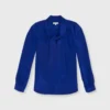 Tie-Neck Blouse In Sapphire Silk Crepe De Chine 1 Tie-Neck Blouse In Sapphire Silk Crepe De Chine -Chicorya Sales S67284 11
