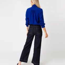 Tie-Neck Blouse In Sapphire Silk Crepe De Chine 10 Tie-Neck Blouse In Sapphire Silk Crepe De Chine -Chicorya Sales S67284 5