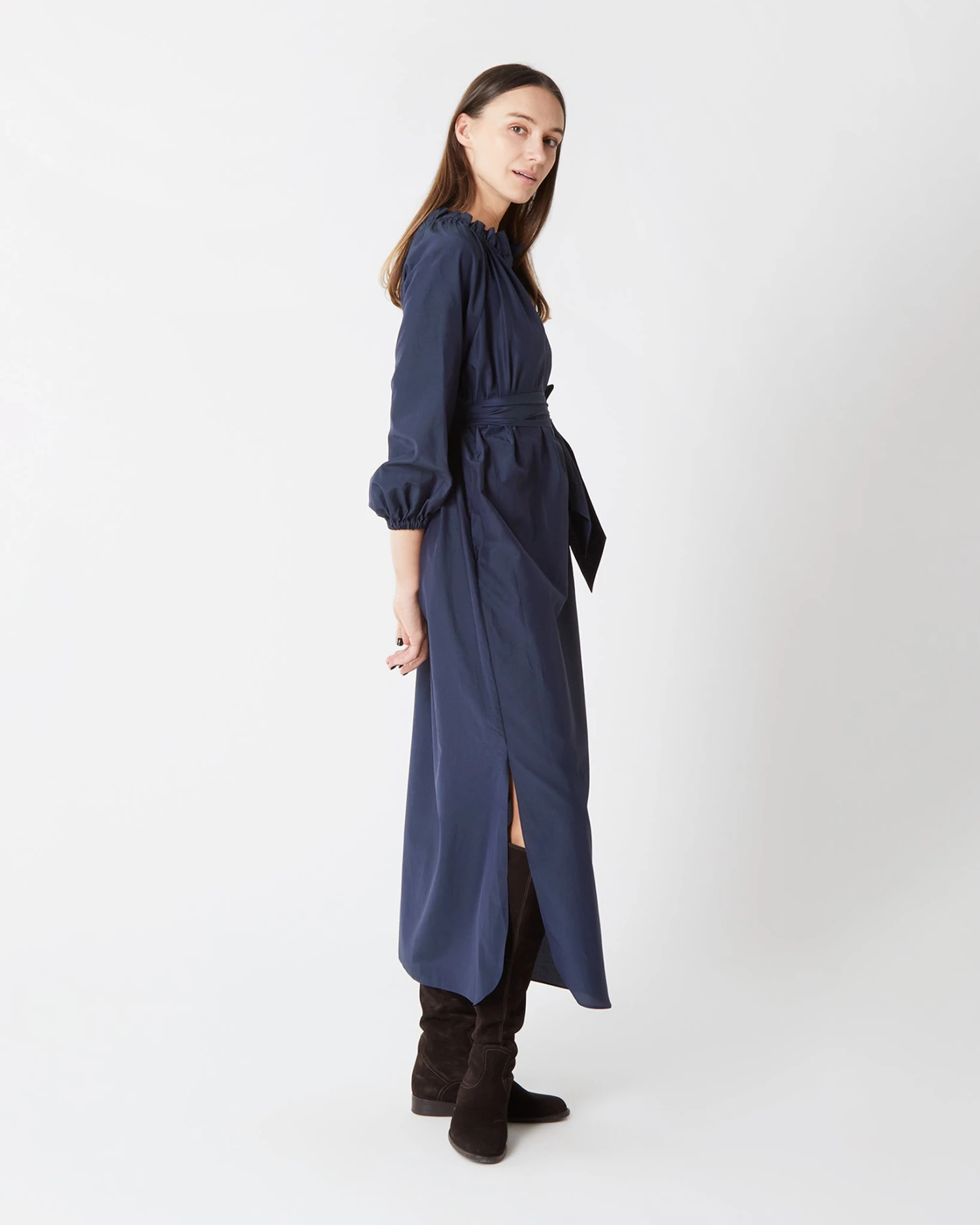 Popover Kamille Dress In Navy Habotai 5 Popover Kamille Dress In Navy Habotai - Image 3