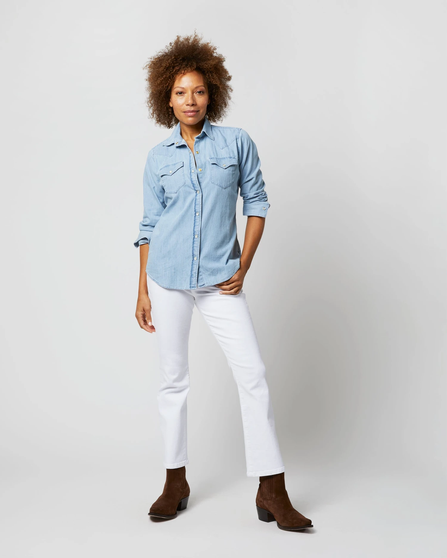 Western Shirt In Extra Lightwash Denim 4 Western Shirt In Extra Lightwash Denim - Image 2