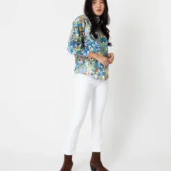 Anaya Popover Shirt In Blue/Gold Multi Jungle Trip Liberty Fabric 11 Anaya Popover Shirt In Blue/Gold Multi Jungle Trip Liberty Fabric -Chicorya Sales S67300 3