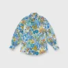 Anaya Popover Shirt In Blue/Gold Multi Jungle Trip Liberty Fabric -Chicorya Sales S67300 49