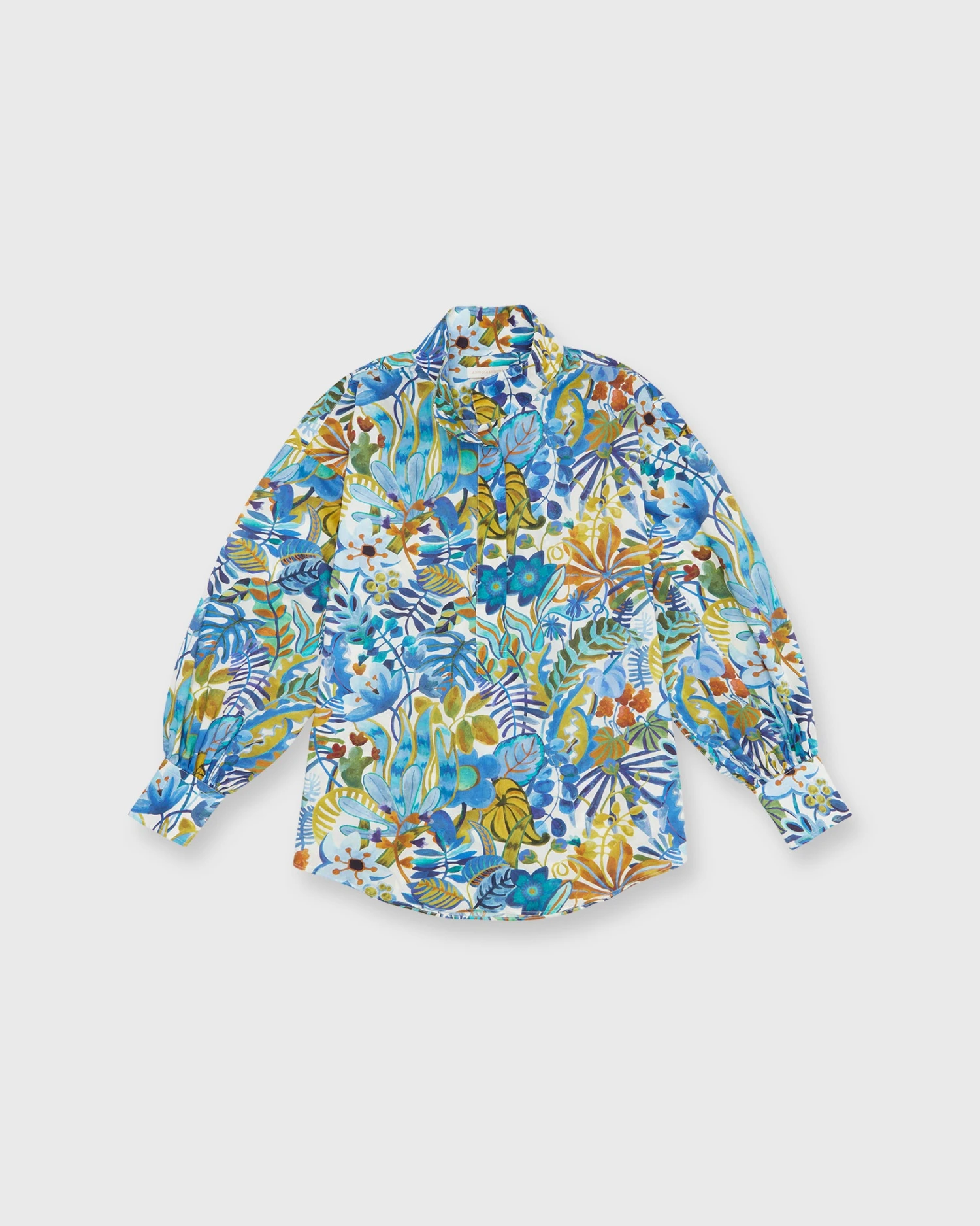 Anaya Popover Shirt In Blue/Gold Multi Jungle Trip Liberty Fabric 3 Anaya Popover Shirt In Blue/Gold Multi Jungle Trip Liberty Fabric