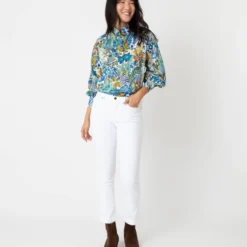 Anaya Popover Shirt In Blue/Gold Multi Jungle Trip Liberty Fabric 13 Anaya Popover Shirt In Blue/Gold Multi Jungle Trip Liberty Fabric -Chicorya Sales S67300 6