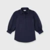 Geraldine Popover Shirt In Navy Poplin -Chicorya Sales S67579 1