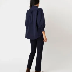 Geraldine Popover Shirt In Navy Poplin -Chicorya Sales S67579 3