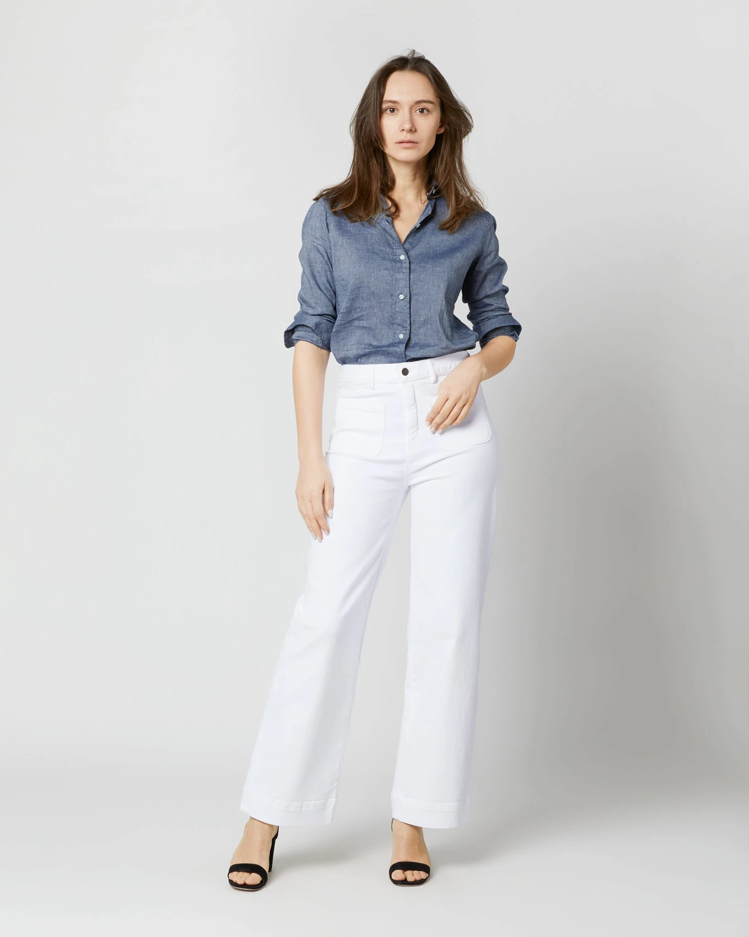 Column Patch Pocket Jean In White Stretch Denim 4 Column Patch Pocket Jean In White Stretch Denim - Image 2