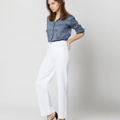 Column Patch Pocket Jean In White Stretch Denim 11 Column Patch Pocket Jean In White Stretch Denim -Chicorya Sales S70238 2502