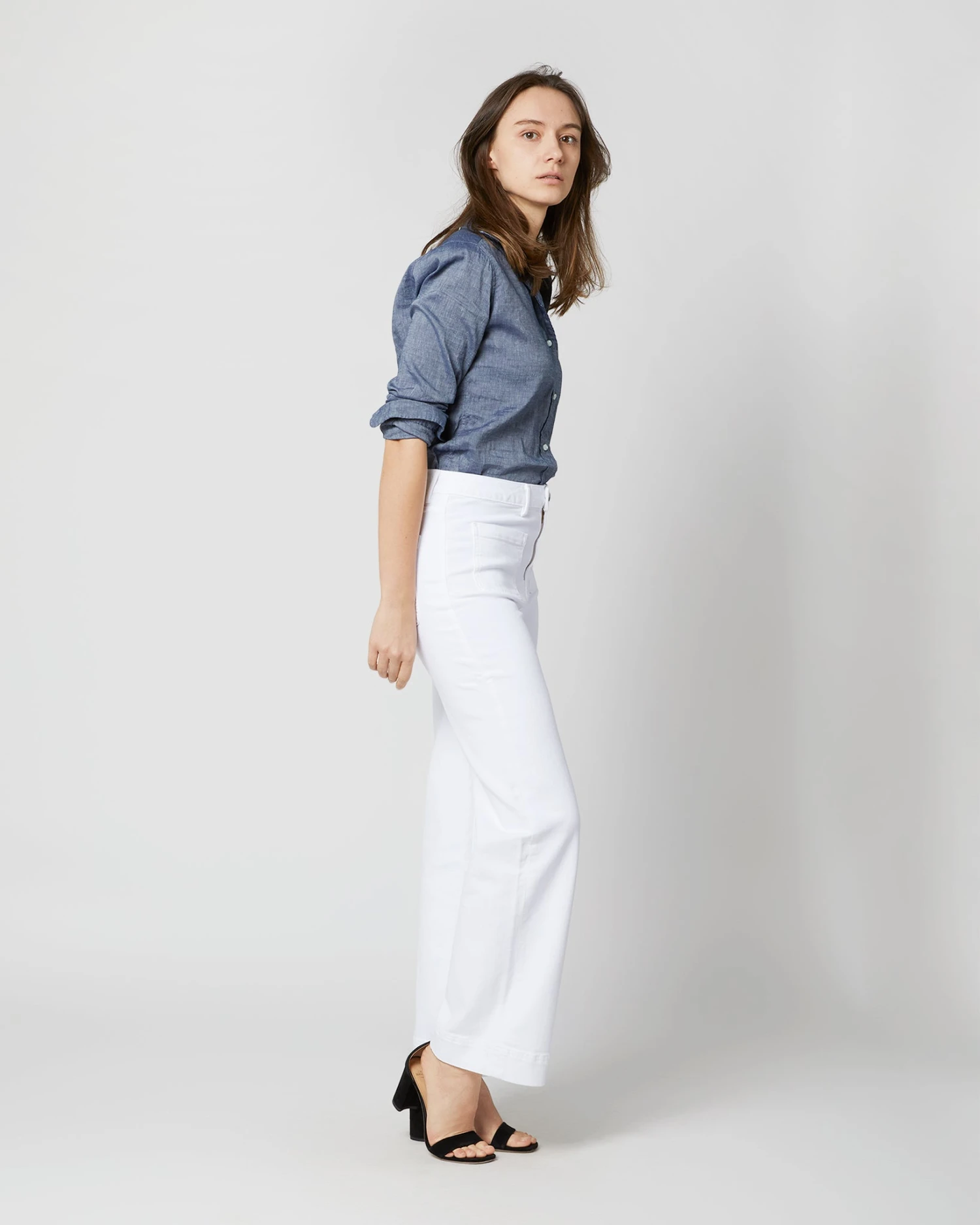 Column Patch Pocket Jean In White Stretch Denim 6 Column Patch Pocket Jean In White Stretch Denim - Image 4