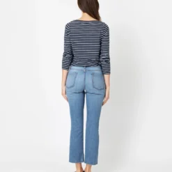 Flare Cropped 5-Pocket Jean In 7-Year Indigo Stretch Denim -Chicorya Sales S70266 3