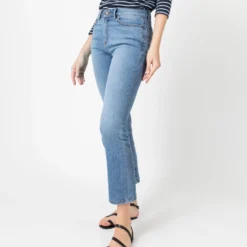 Flare Cropped 5-Pocket Jean In 7-Year Indigo Stretch Denim -Chicorya Sales S70266 5