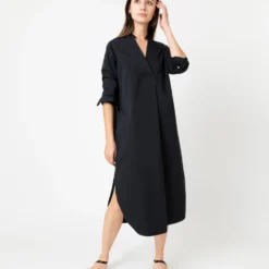 Nyala Dress In Black Poplin 12 Nyala Dress In Black Poplin -Chicorya Sales S70271 5