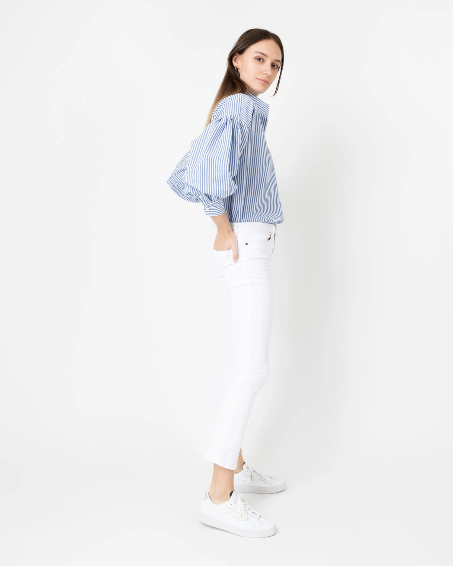 Mirabella Shirt In Blue/White Banker Stripe Cotton/Silk 7 Mirabella Shirt In Blue/White Banker Stripe Cotton/Silk - Image 5