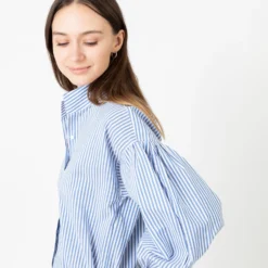 Mirabella Shirt In Blue/White Banker Stripe Cotton/Silk 15 Mirabella Shirt In Blue/White Banker Stripe Cotton/Silk -Chicorya Sales S70272 6