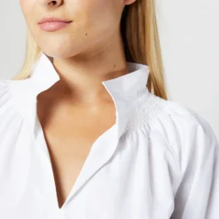 Maeve Smocking Top In White Poplin -Chicorya Sales S70280 47