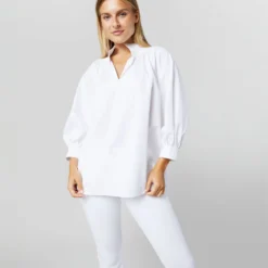 Maeve Smocking Top In White Poplin -Chicorya Sales S70280 67