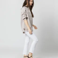 Safari Shirt In Taupe Poplin -Chicorya Sales S70337 4548