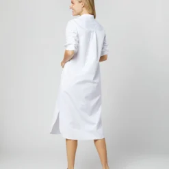Boyfriend Dress In White Poplin -Chicorya Sales S70455 041