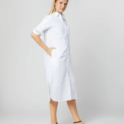 Boyfriend Dress In White Poplin -Chicorya Sales S70455 047