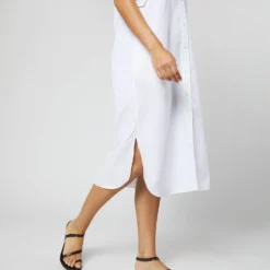 Boyfriend Dress In White Poplin -Chicorya Sales S70455 086