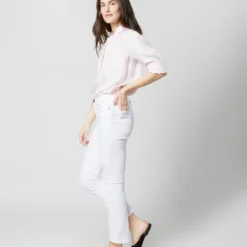 Elbow-Sleeve Frill Blouse In Pale Pink Silk Twill 14 Elbow-Sleeve Frill Blouse In Pale Pink Silk Twill -Chicorya Sales S70502 1804
