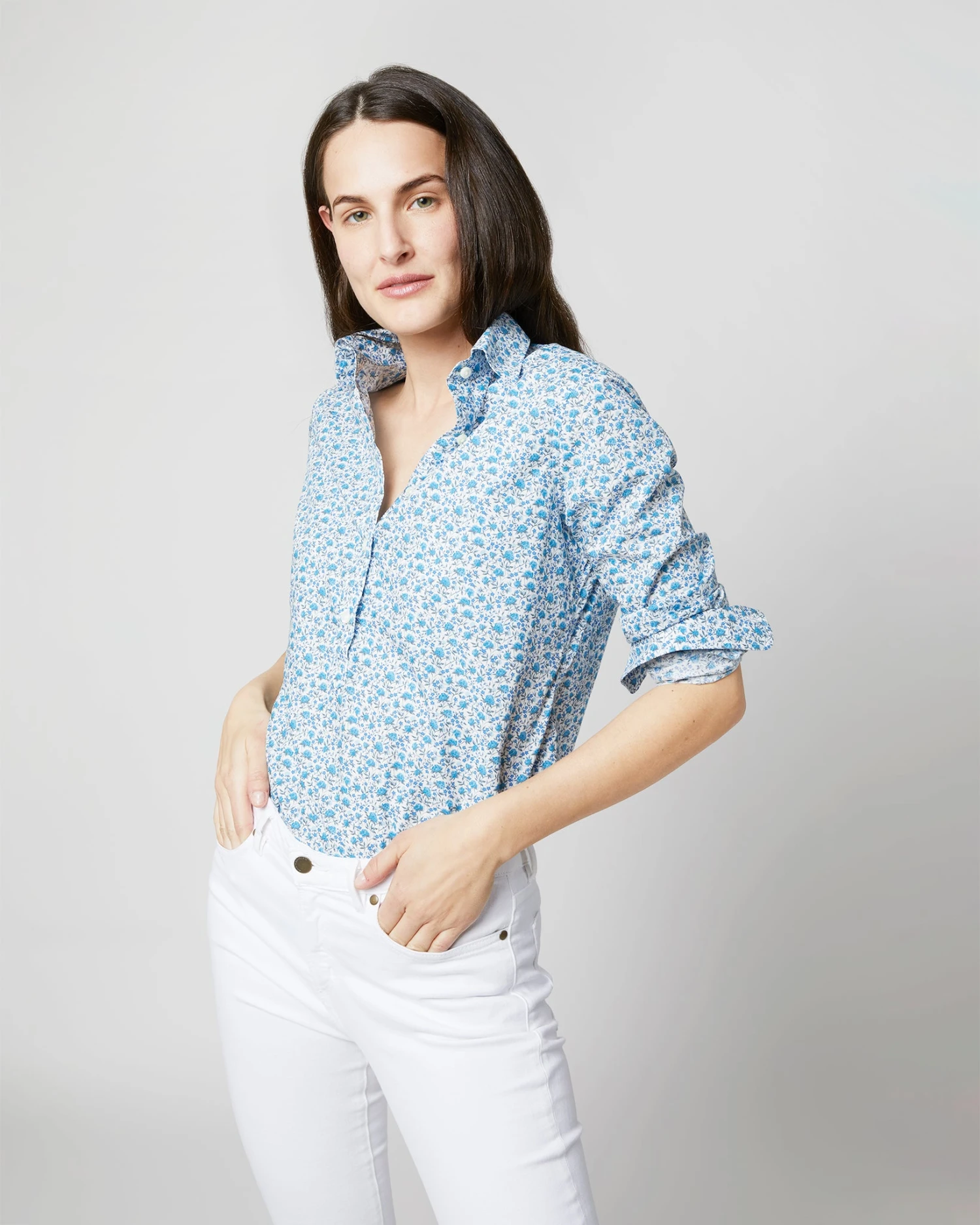 Tomboy Popover Shirt In Blue Multi Canyon Clover Liberty Fabric 4 Tomboy Popover Shirt In Blue Multi Canyon Clover Liberty Fabric - Image 2