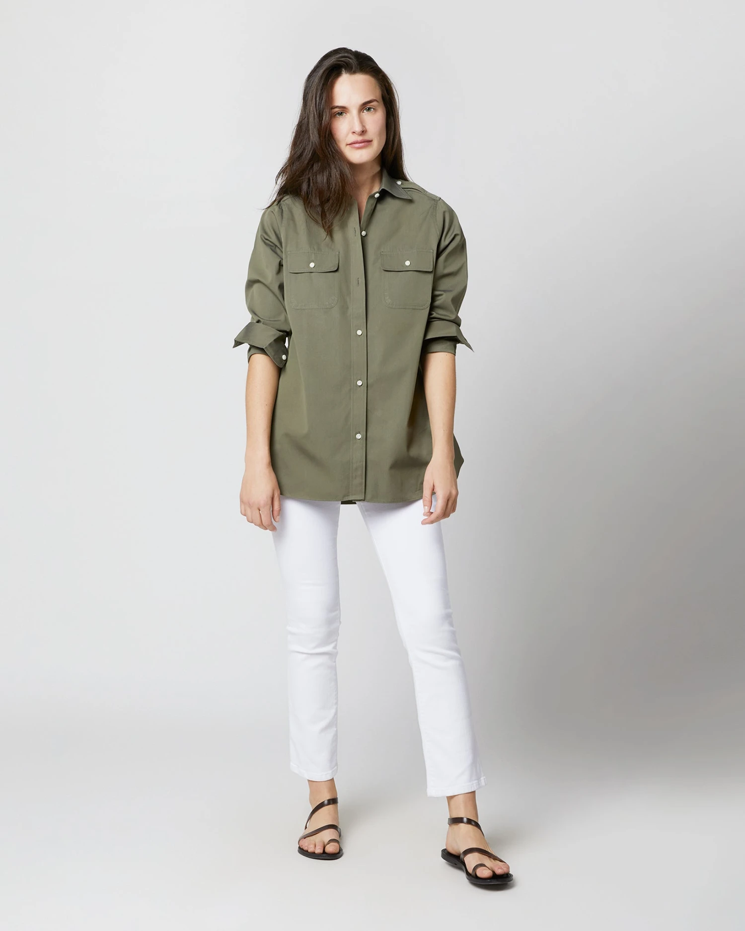 Safari Shirt In Olive Poplin 4 Safari Shirt In Olive Poplin - Image 2