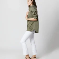 Safari Shirt In Olive Poplin 12 Safari Shirt In Olive Poplin -Chicorya Sales S70637 5687