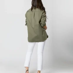 Safari Shirt In Olive Poplin 15 Safari Shirt In Olive Poplin -Chicorya Sales S70637 5704