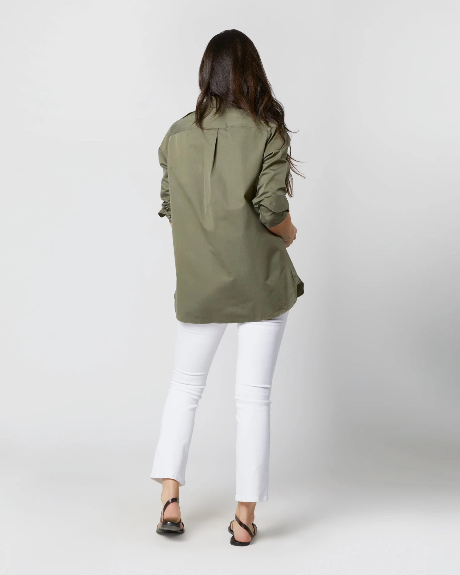 Safari Shirt In Olive Poplin 9 Safari Shirt In Olive Poplin - Image 7