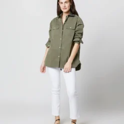 Safari Shirt In Olive Poplin 14 Safari Shirt In Olive Poplin -Chicorya Sales S70637 5737
