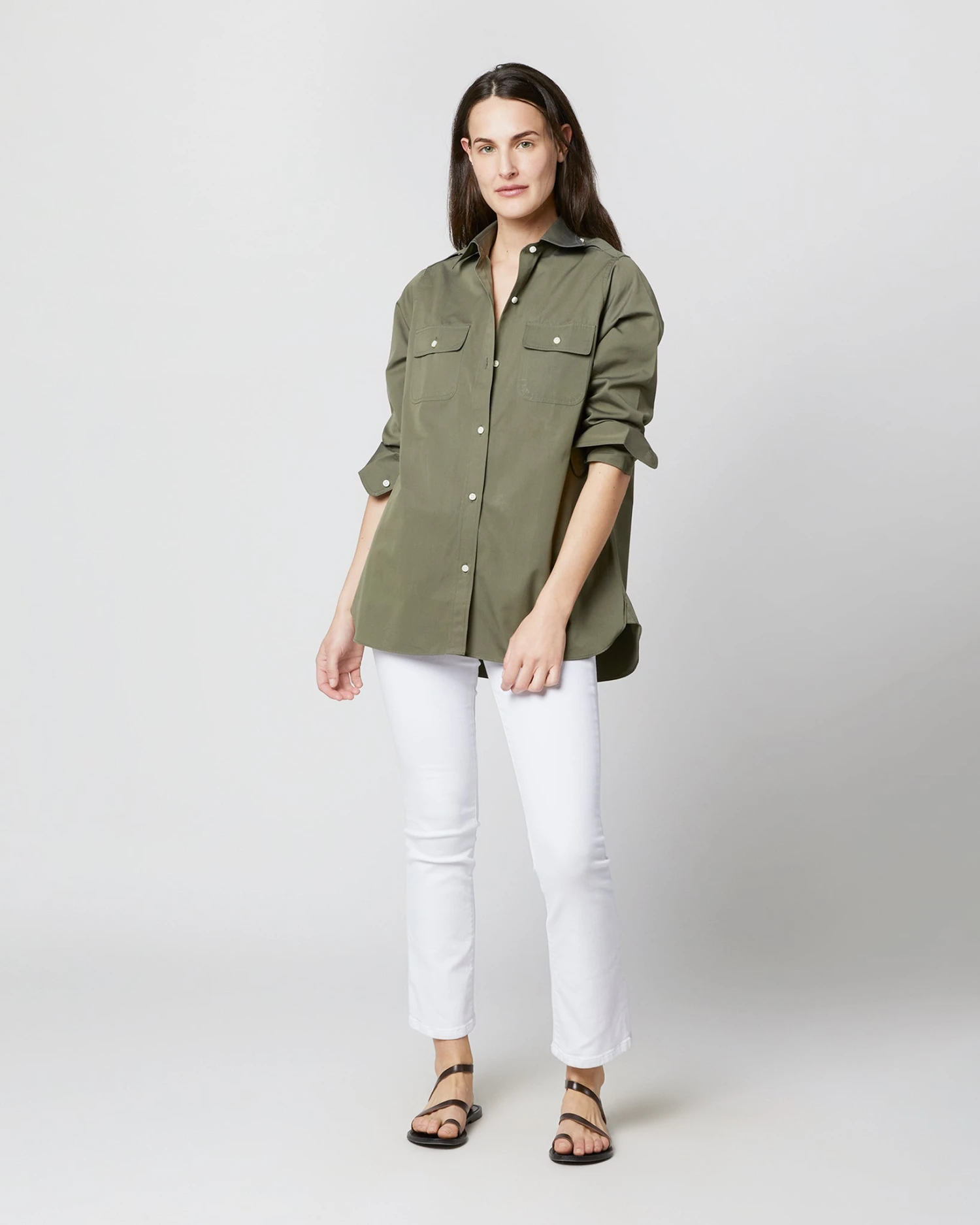 Safari Shirt In Olive Poplin 8 Safari Shirt In Olive Poplin - Image 6