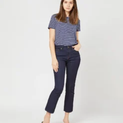 Short-Sleeved Relaxed Tee In Navy/White Stripe Jersey -Chicorya Sales S70648 5705