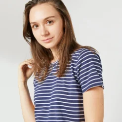 Short-Sleeved Relaxed Tee In Navy/White Stripe Jersey -Chicorya Sales S70648 5784