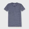 Short-Sleeved Relaxed Tee In Navy/White Stripe Jersey -Chicorya Sales S70648 60