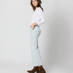 The Roller Crop Prep Fray Jean In Ballad Blue -Chicorya Sales S70805 4177