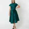 Gianna Dress In Peacock Silk Shantung -Chicorya Sales S70925 2