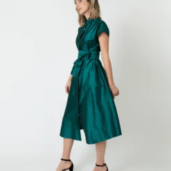 Gianna Dress In Peacock Silk Shantung -Chicorya Sales S70925 3