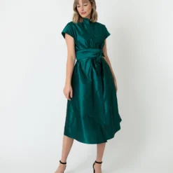 Gianna Dress In Peacock Silk Shantung -Chicorya Sales S70925 5