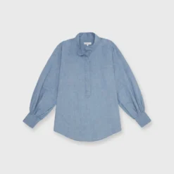 Anaya Popover Shirt In Extra Light Washed Cotolino Chambray