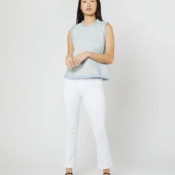 Fringed Shell Top In Sky/Multi Tweed -Chicorya Sales S70934 4517