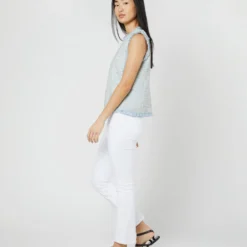 Fringed Shell Top In Sky/Multi Tweed -Chicorya Sales S70934 4540