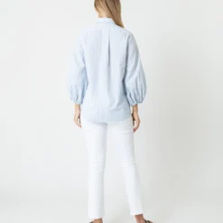 Isla Shirt In Steel Blue/White Stripe Chambray 14 Isla Shirt In Steel Blue/White Stripe Chambray -Chicorya Sales S70935 4