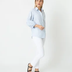 Isla Shirt In Steel Blue/White Stripe Chambray 15 Isla Shirt In Steel Blue/White Stripe Chambray -Chicorya Sales S70935 5
