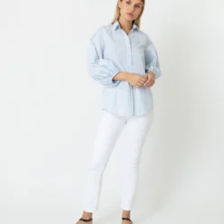 Isla Shirt In Steel Blue/White Stripe Chambray 16 Isla Shirt In Steel Blue/White Stripe Chambray -Chicorya Sales S70935 6