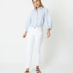Isla Shirt In Steel Blue/White Stripe Chambray 17 Isla Shirt In Steel Blue/White Stripe Chambray -Chicorya Sales S70935 8
