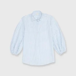 Isla Shirt In Steel Blue/White Stripe Chambray