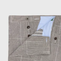 Field Trouser In Flax/Chocolate Glen Plaid Plainweave -Chicorya Sales S71024 27