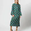 Flicker Dress In Sfere Grandi Verde Twill Silk -Chicorya Sales S71139 13