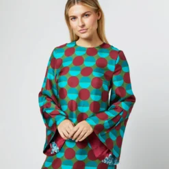 Flicker Dress In Sfere Grandi Verde Twill Silk -Chicorya Sales S71139 52